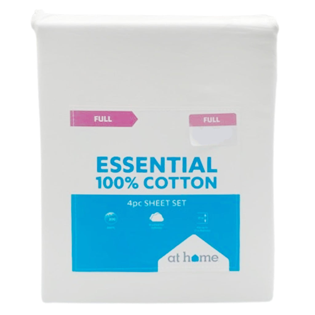 4-Piece White 200 Thread Count Brushed Cotton Sheet Set
