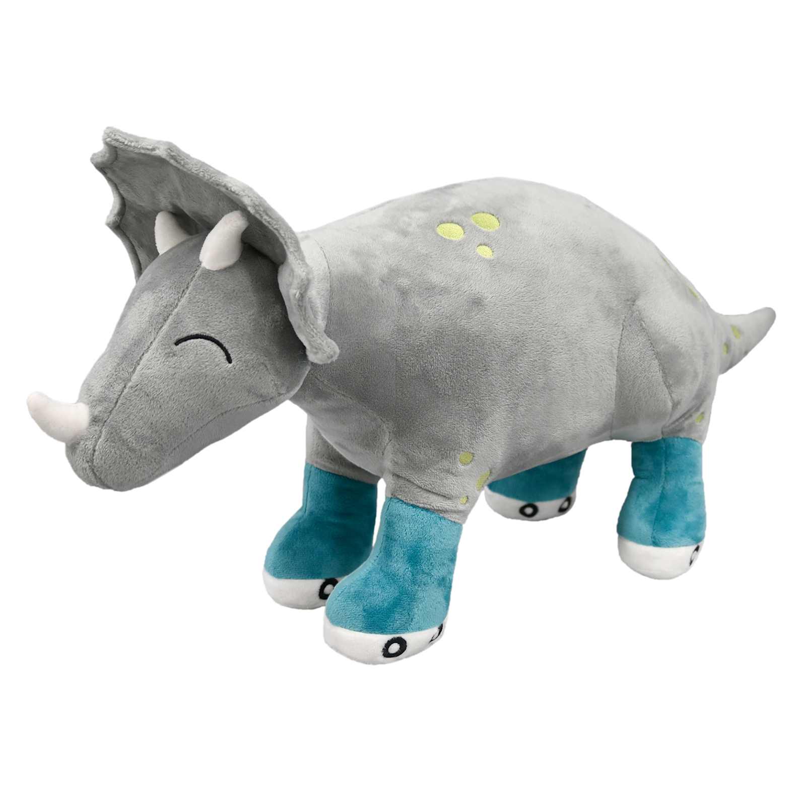 Grey Triceratops Dinosaur Shaped Pillow, 11x16