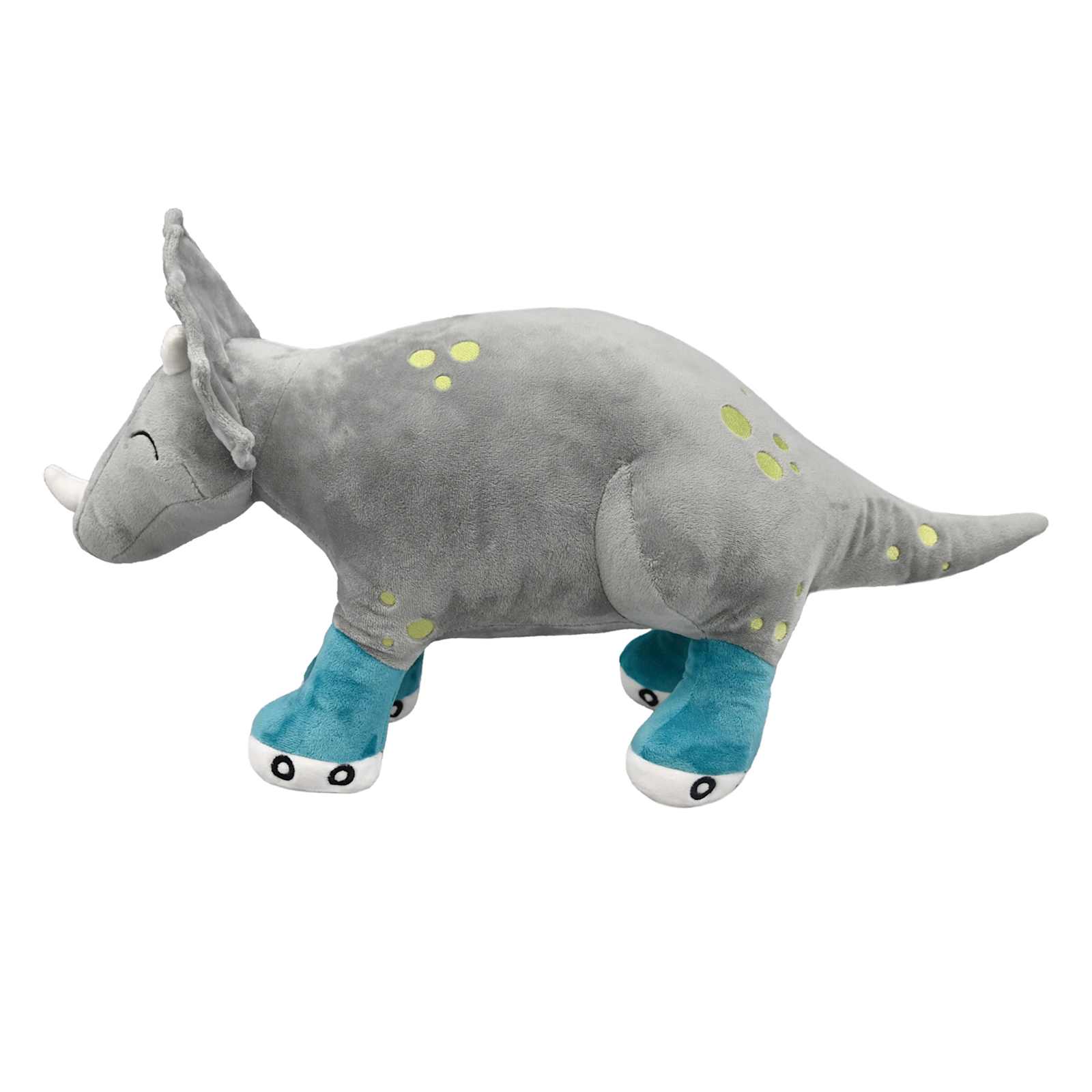 Grey Triceratops Dinosaur Shaped Pillow, 11x16