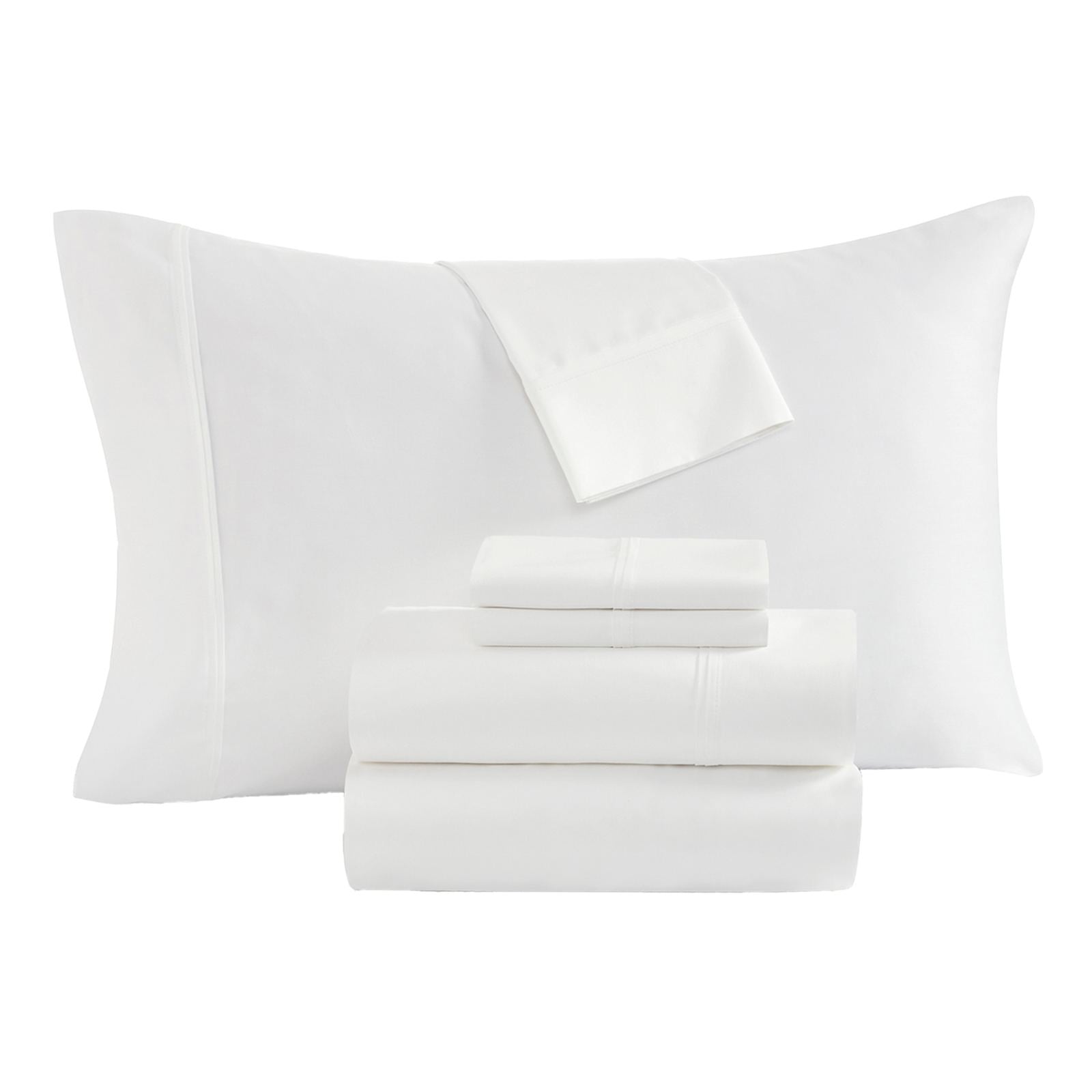 6-Piece White 100% Egyptian Cotton Sateen Sheet Set