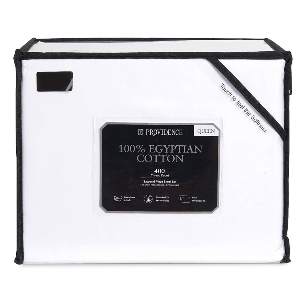 6-Piece White 100% Egyptian Cotton Sateen Sheet Set