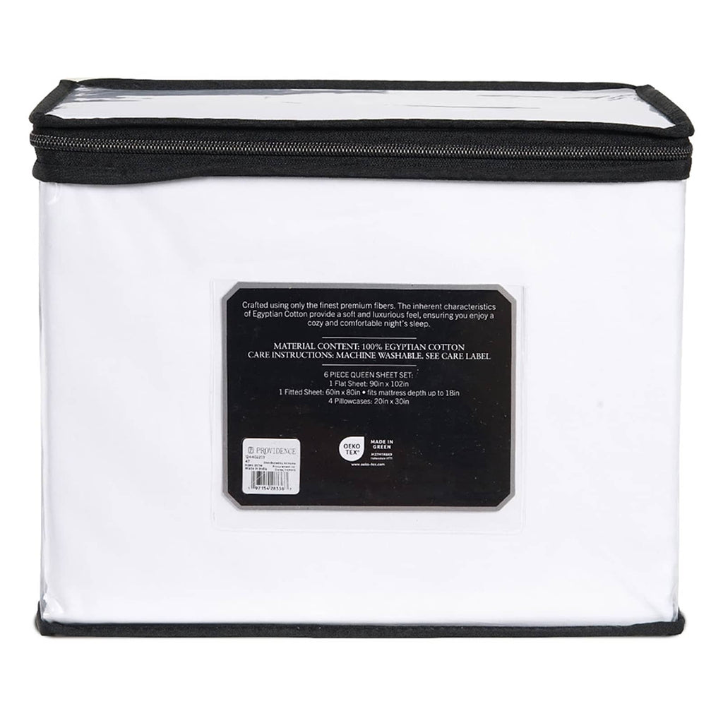 6-Piece White 100% Egyptian Cotton Sateen Sheet Set