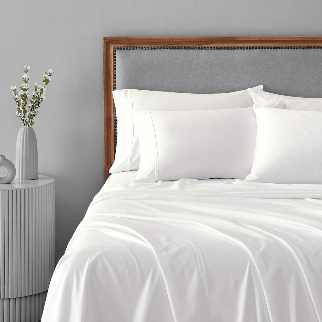 6-Piece White 100% Egyptian Cotton Sateen Sheet Set