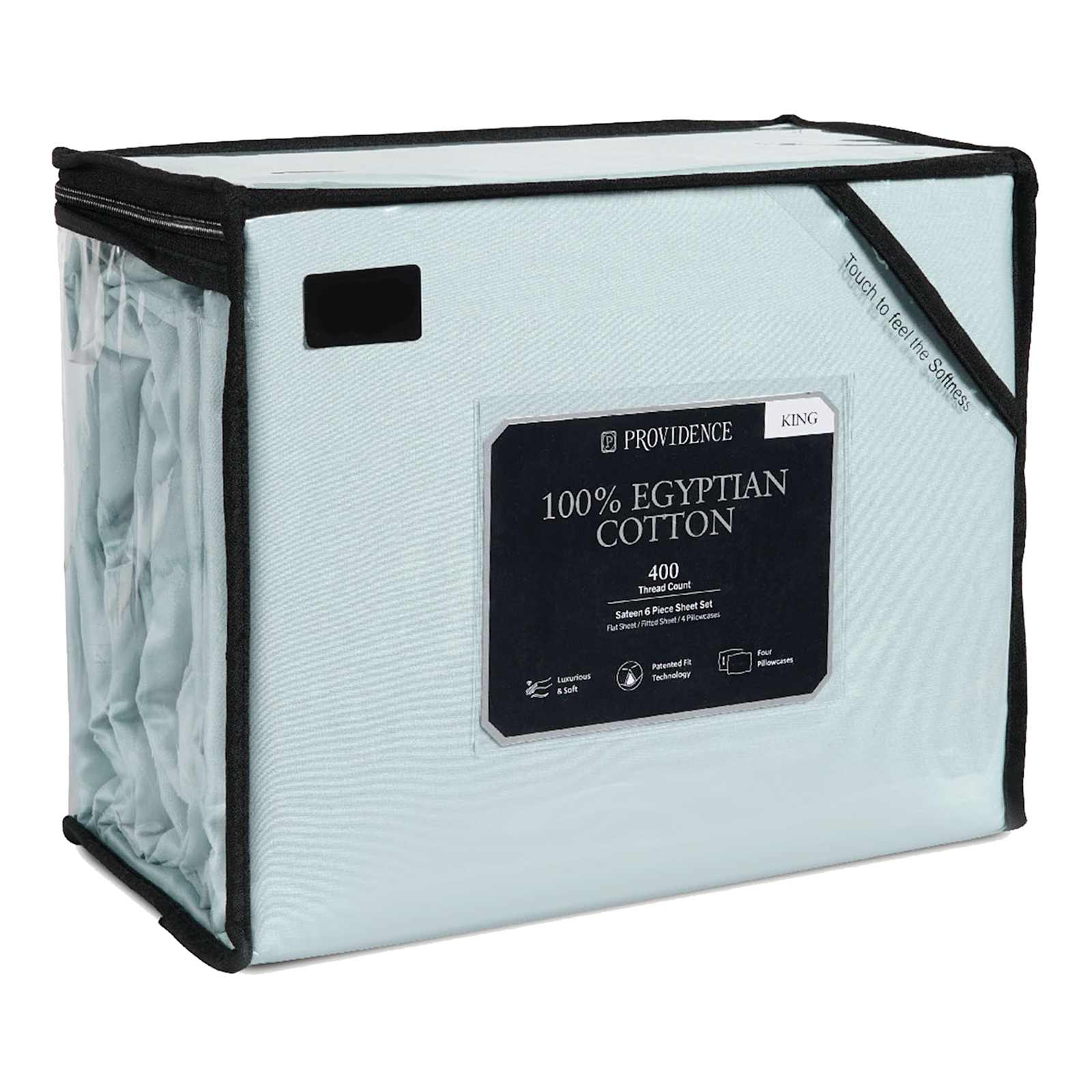 6-Piece Light Blue 100% Egyptian Cotton Sateen Sheet Set
