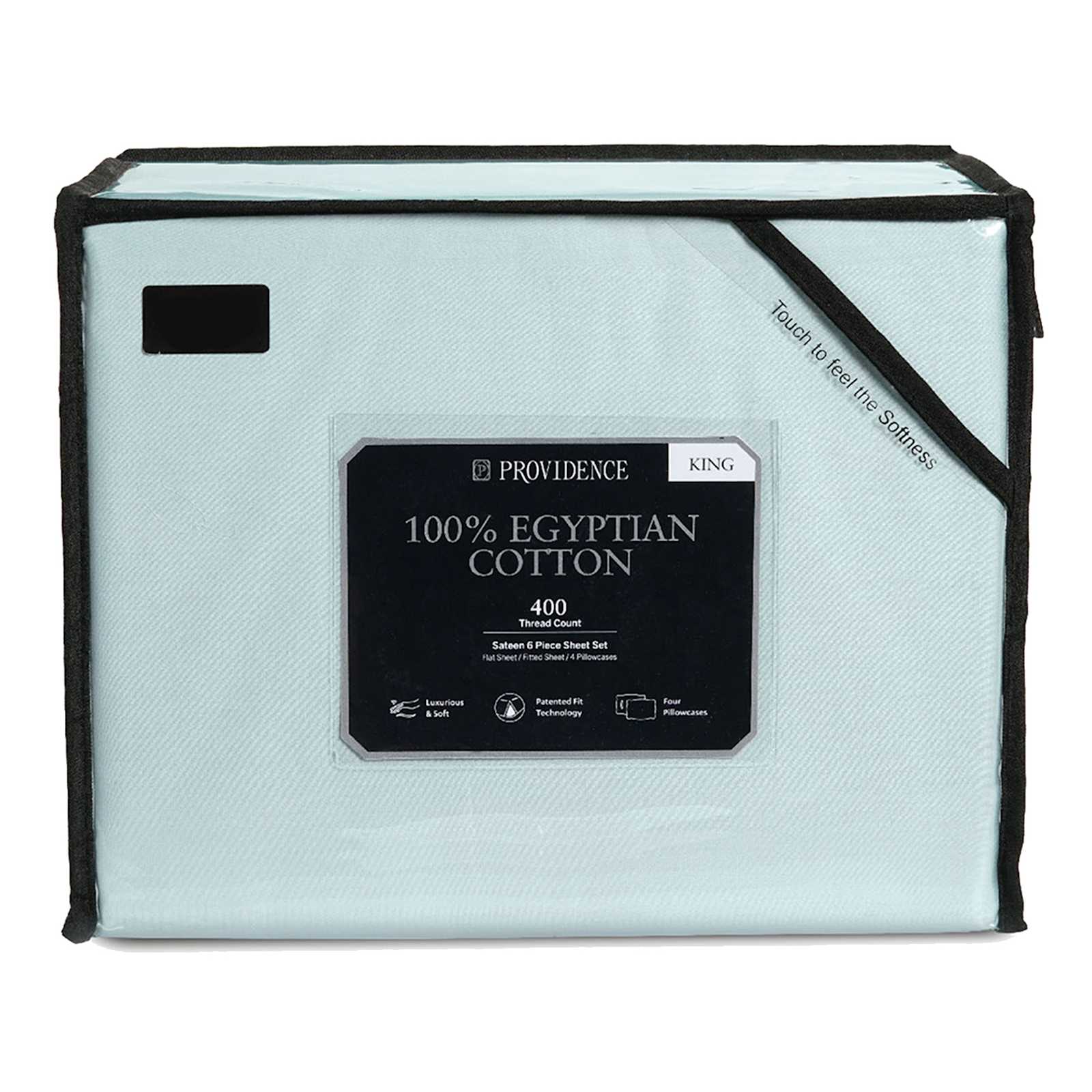 6-Piece Light Blue 100% Egyptian Cotton Sateen Sheet Set