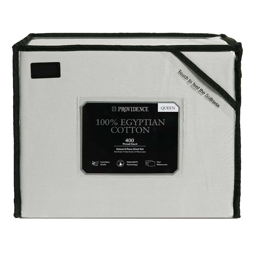 6-Piece Light Grey 100% Egyptian Cotton Sateen Sheet Set