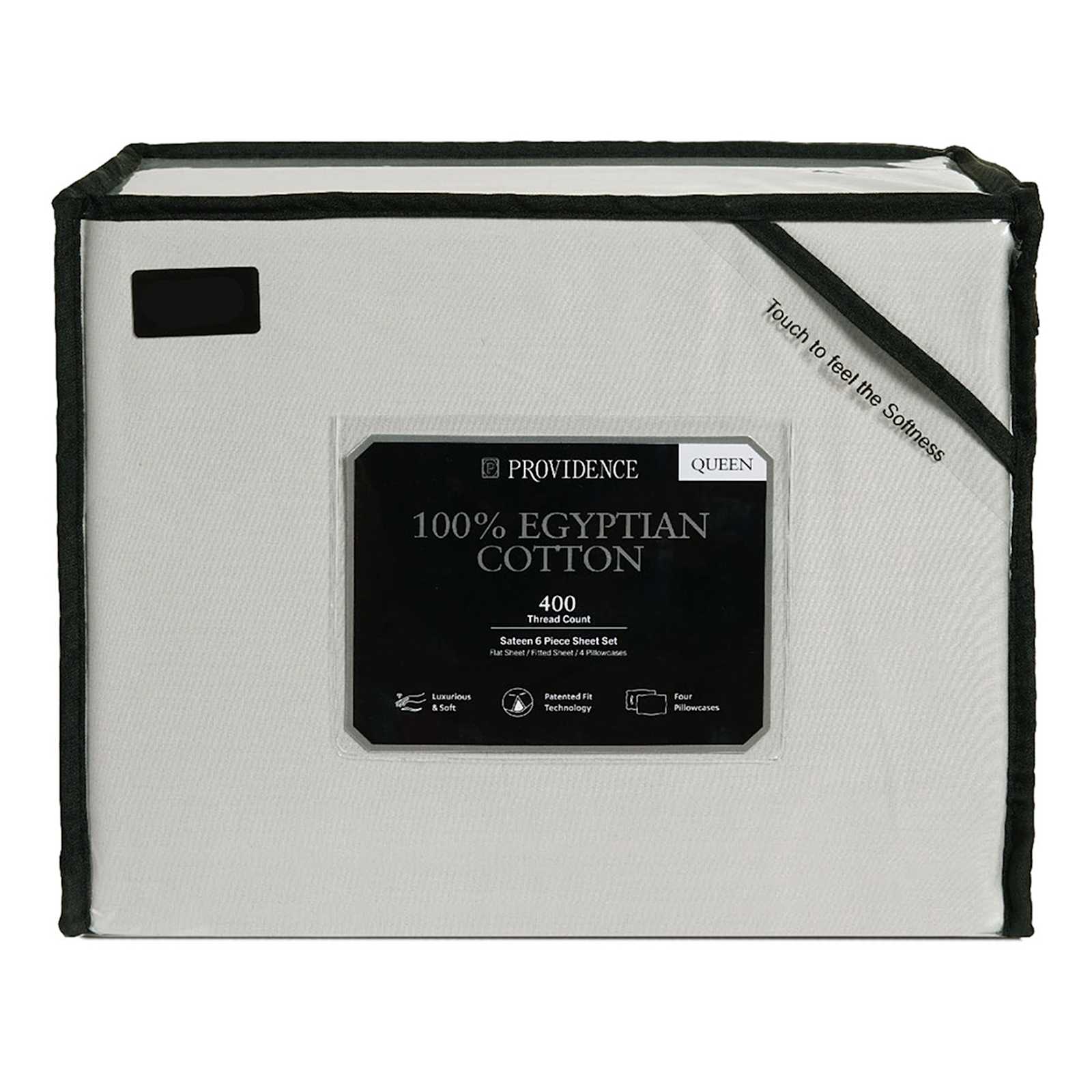 6-Piece Light Grey 100% Egyptian Cotton Sateen Sheet Set