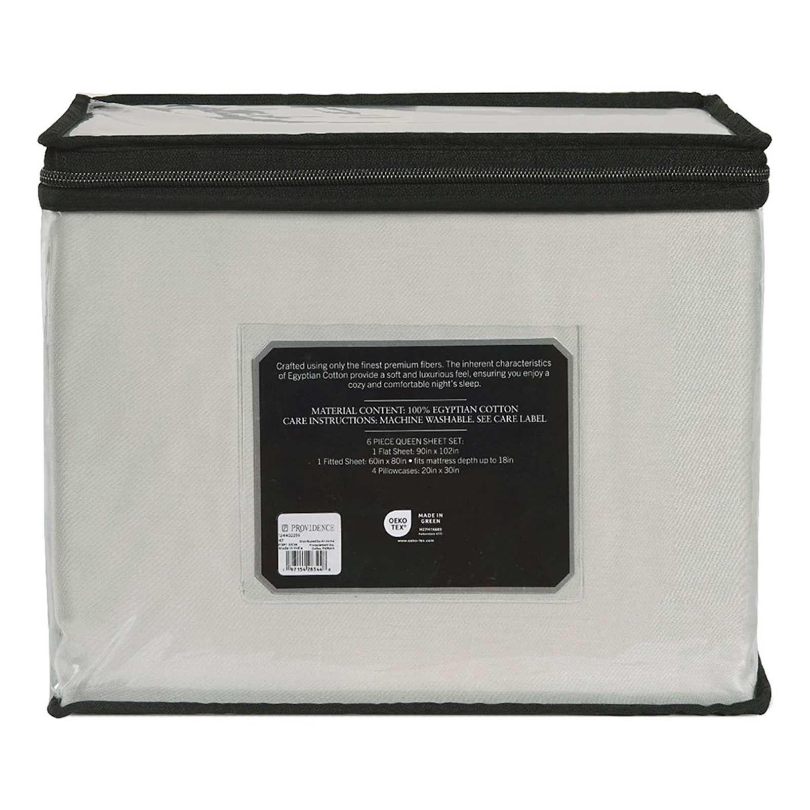 6-Piece Light Grey 100% Egyptian Cotton Sateen Sheet Set