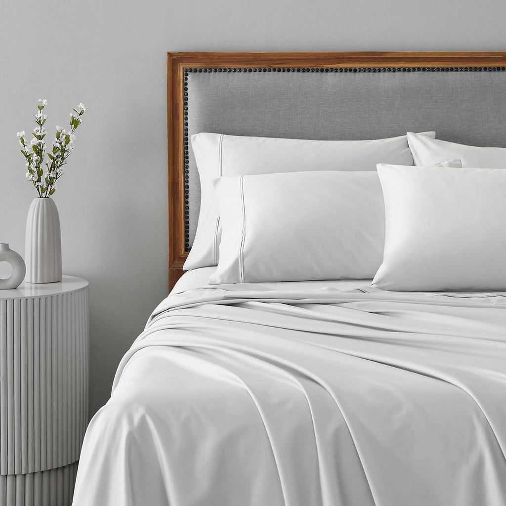 6-Piece Light Grey 100% Egyptian Cotton Sateen Sheet Set