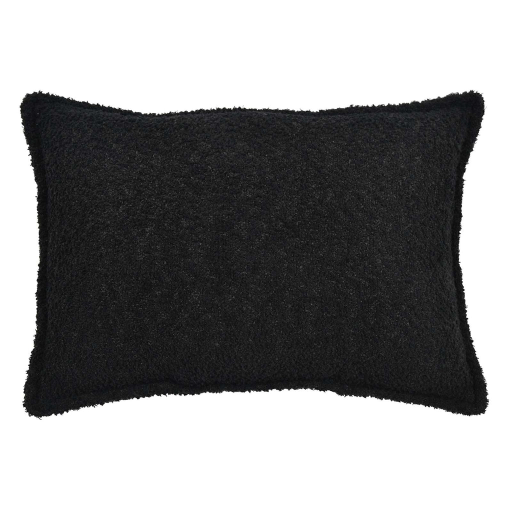 Black Soft Textured Boucle Throw Pillow, 14x20