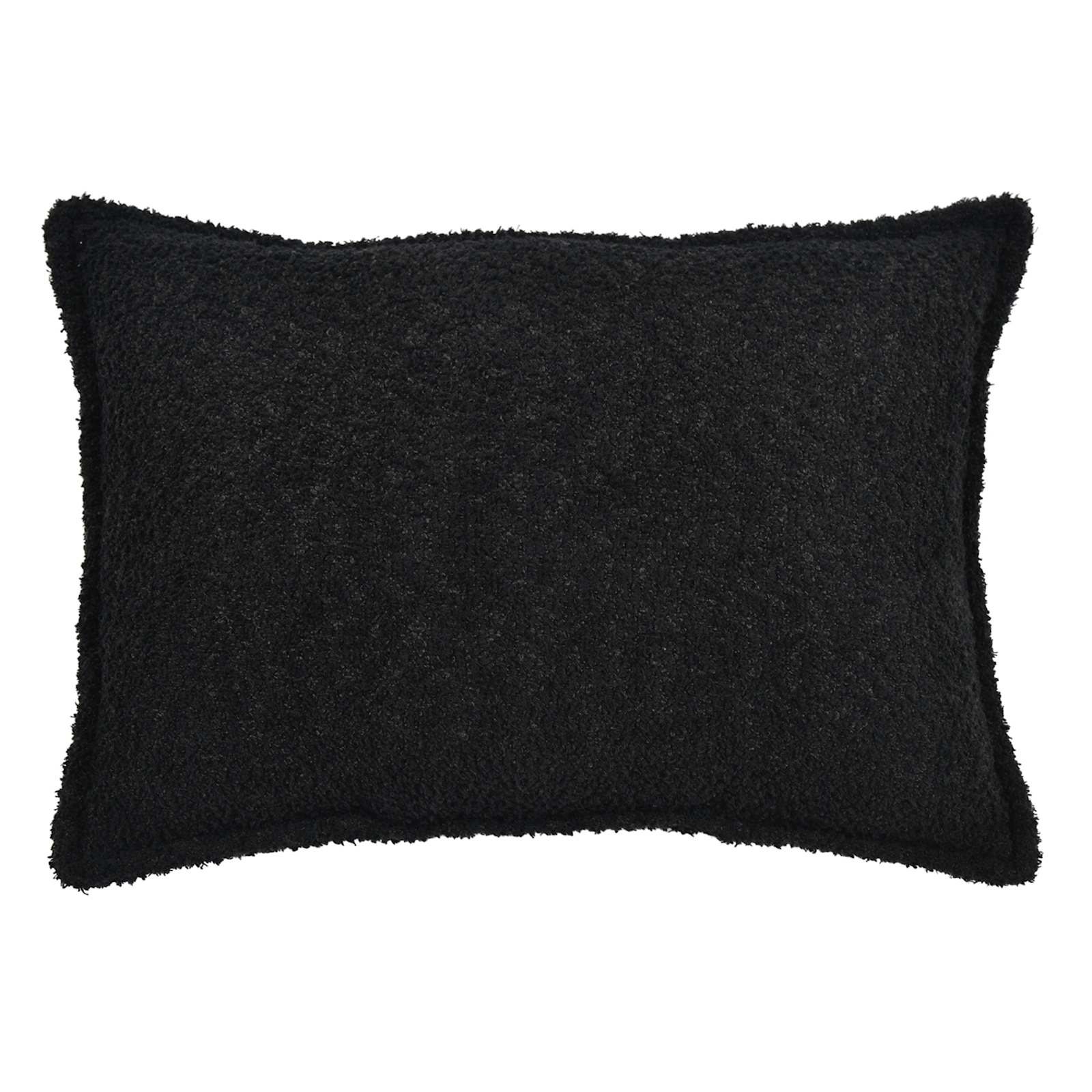 Black Soft Textured Boucle Throw Pillow, 14x20