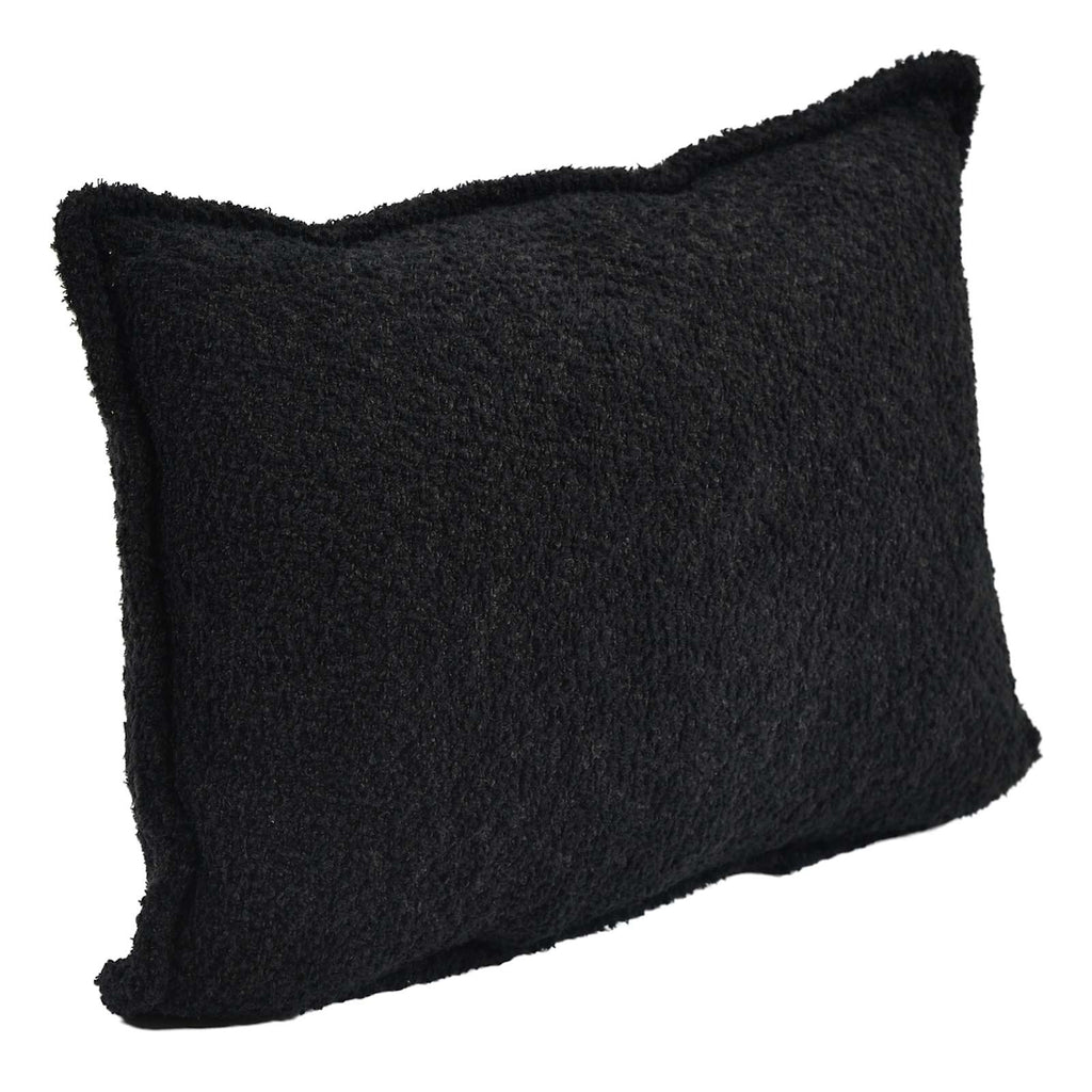 Black Soft Textured Boucle Throw Pillow, 14x20