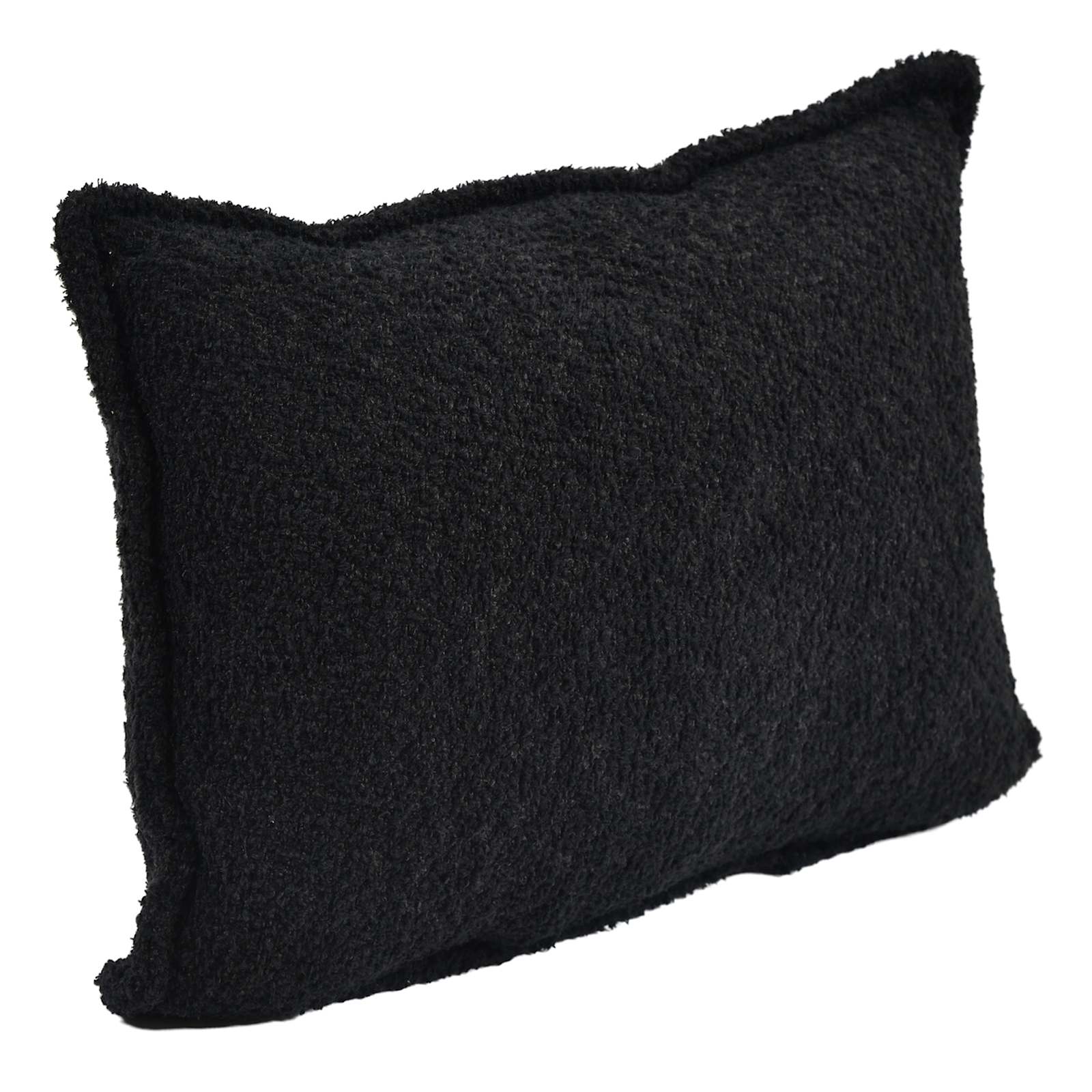 Black Soft Textured Boucle Throw Pillow, 14x20