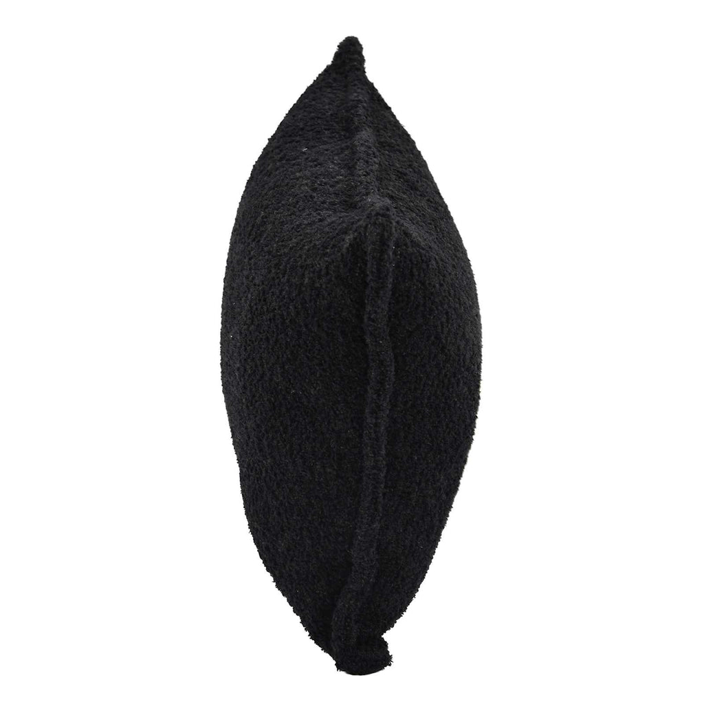 Black Soft Textured Boucle Throw Pillow, 14x20