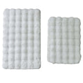 2-Piece White Bubble Faux Fur Rug Set