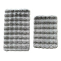 2-Piece Grey Bubble Faux Fur Rug Set