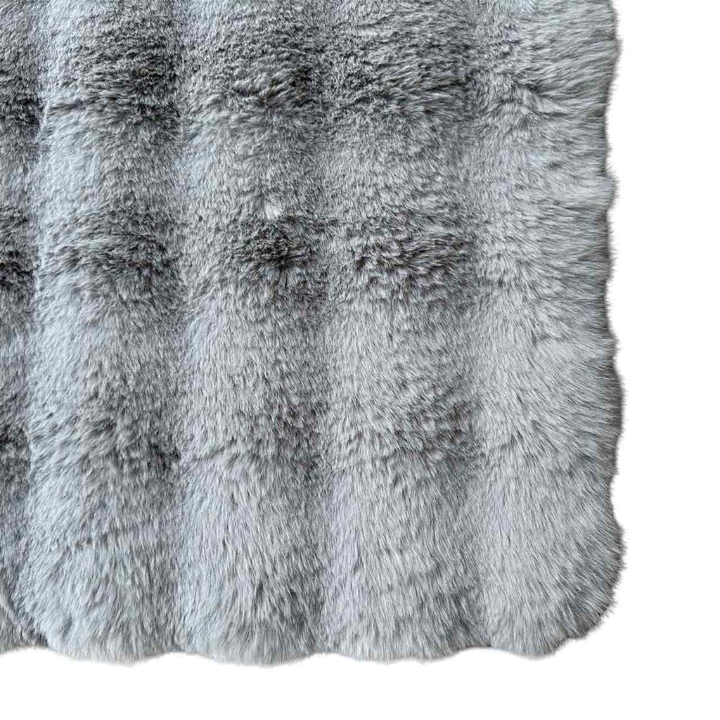 2-Piece Grey Bubble Faux Fur Rug Set