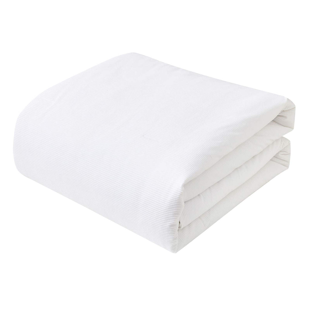 5-Piece White Ribbed Velvet Comforter Set, King