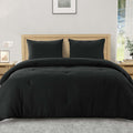 3-Piece Black Waffle Cotton Comforter Set