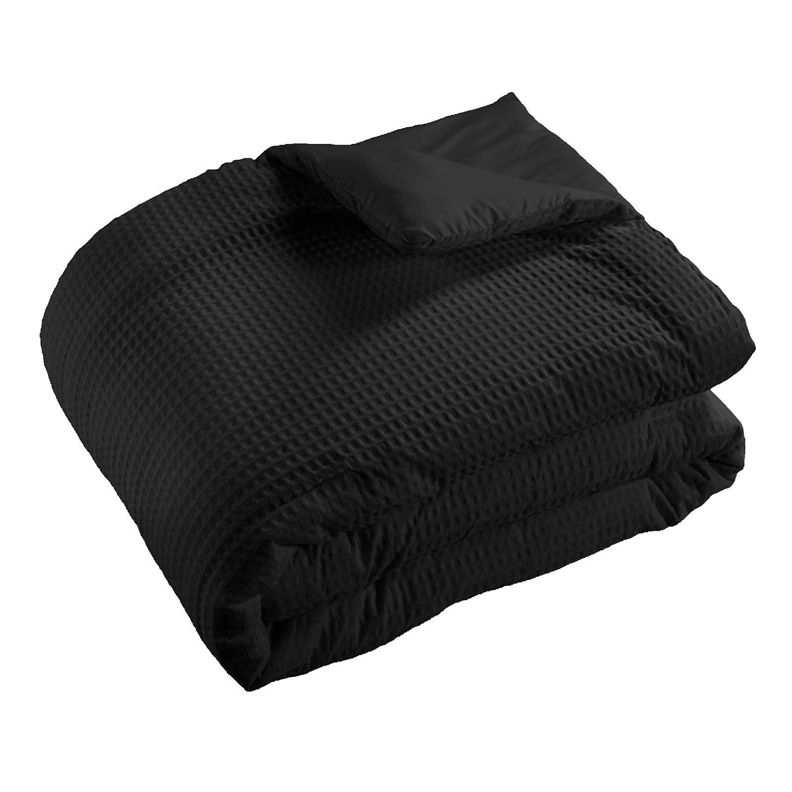 3-Piece Black Waffle Cotton Comforter Set