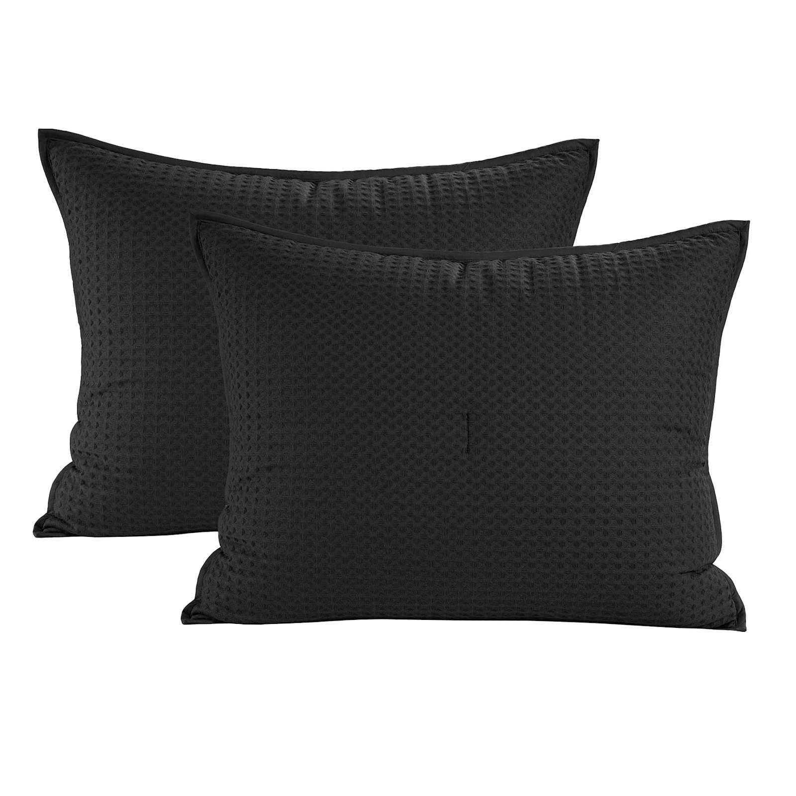 3-Piece Black Waffle Cotton Comforter Set