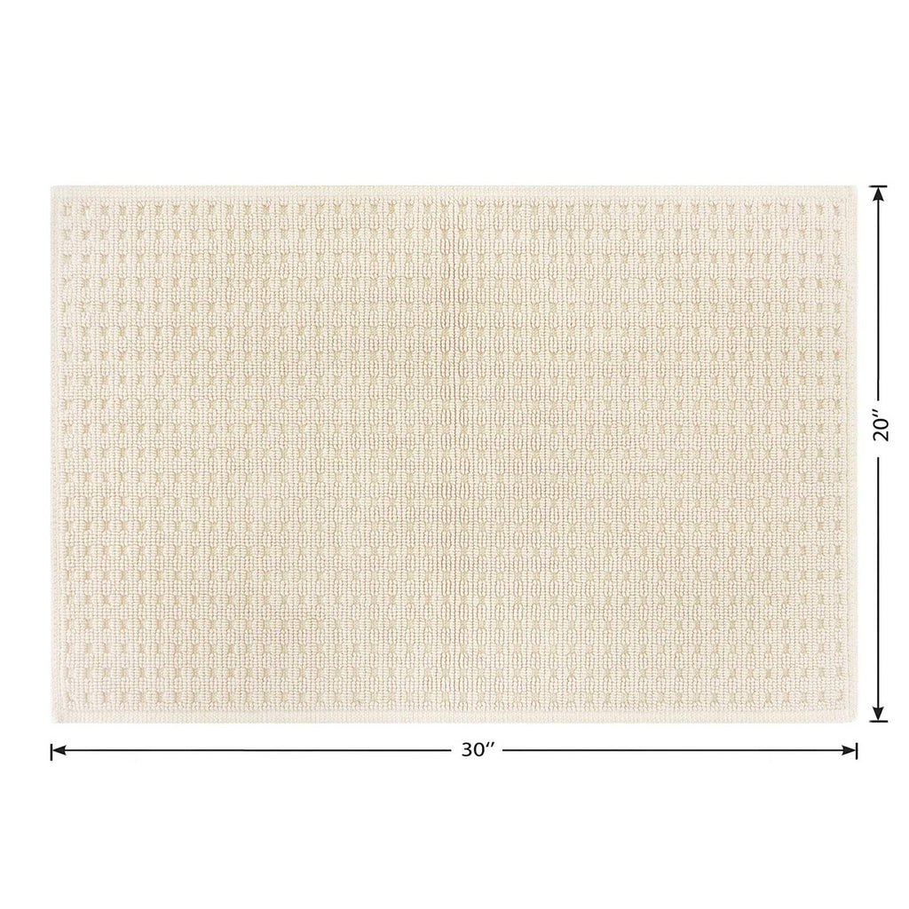 Ivory Waffle Antimicrobial Cotton Bath Rug, 20x30
