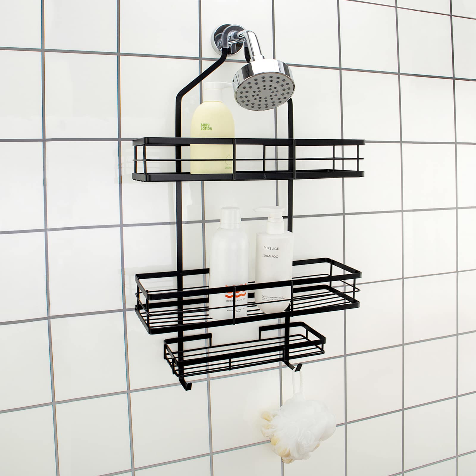 Keller Black Rectangle Shower Caddy