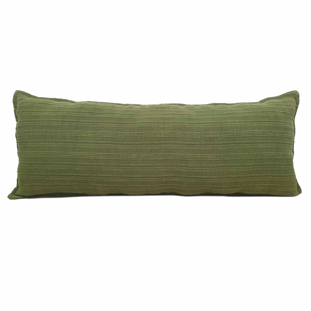 Kleo Olive Green Striped Slub Throw Pillow, 14x36