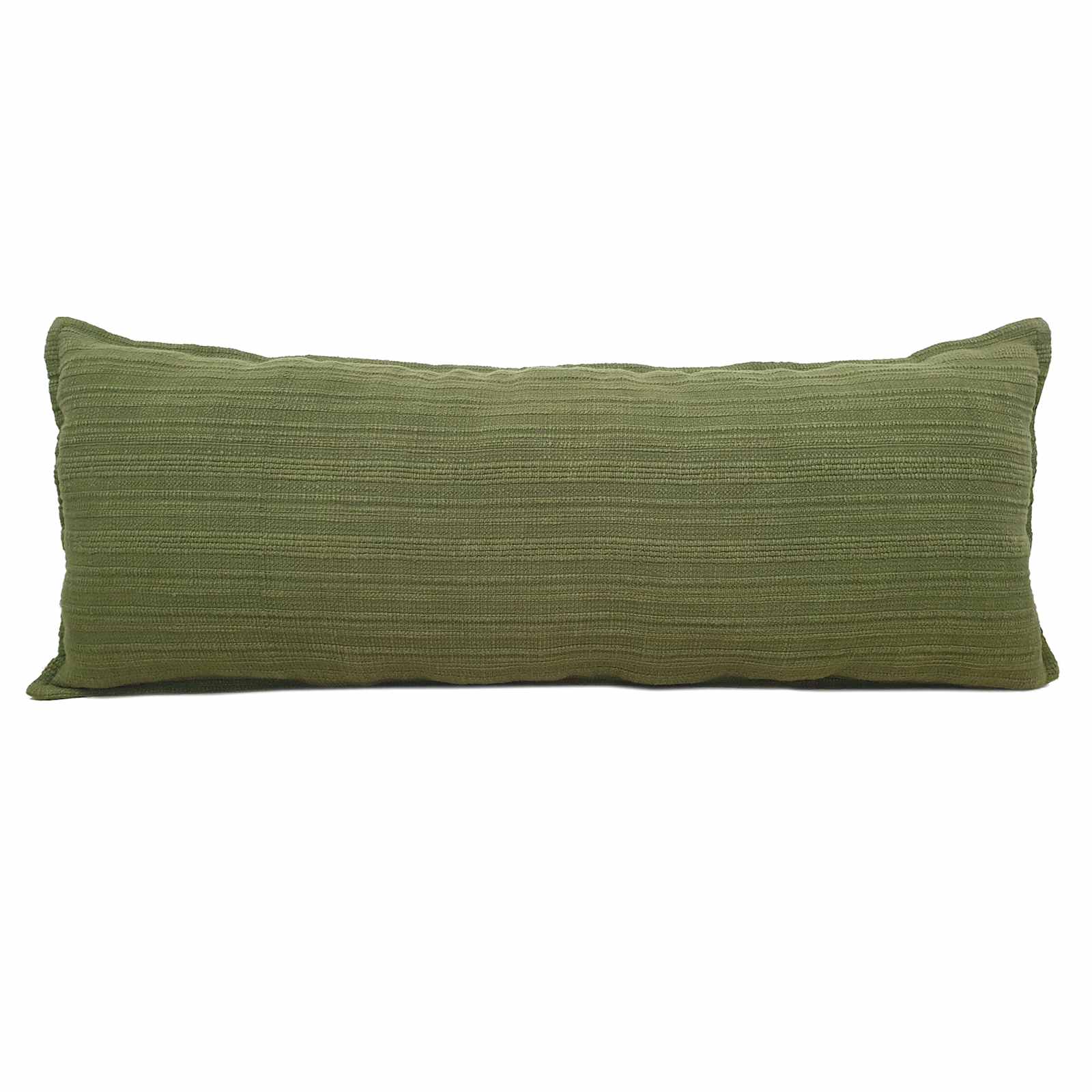 Kleo Olive Green Striped Slub Throw Pillow, 14x36