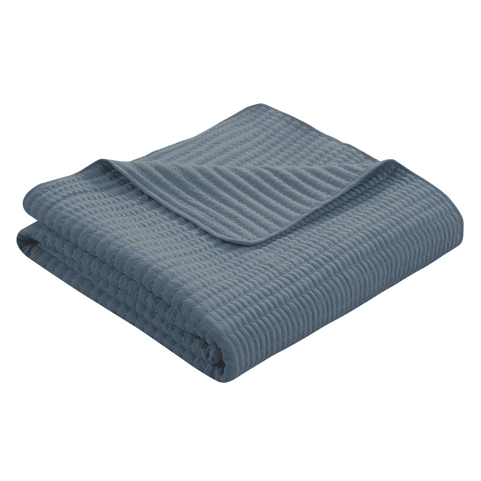 3-Piece Dark Blue Washed Microfiber Quilt Set, King