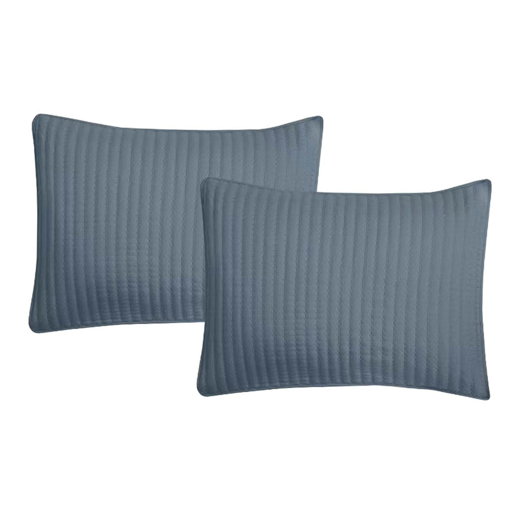 3-Piece Dark Blue Washed Microfiber Quilt Set, King