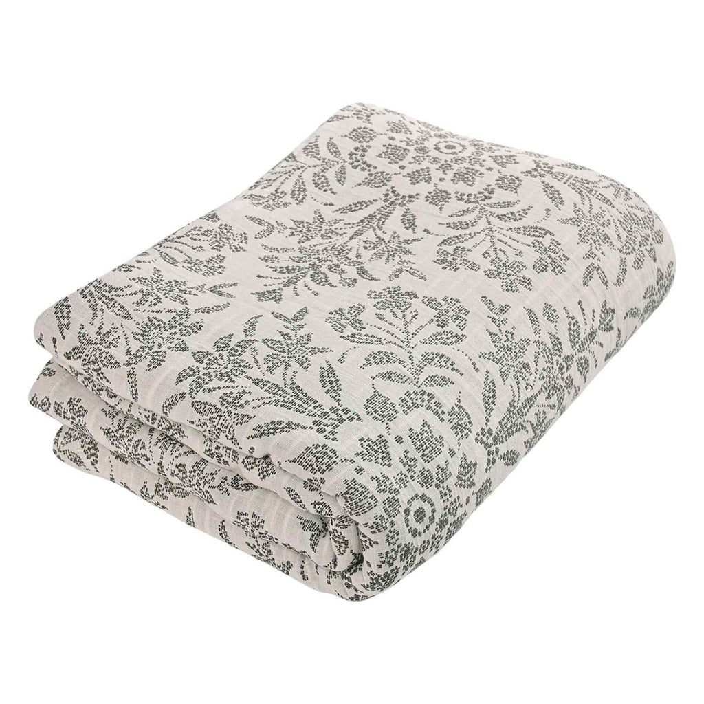 3-Piece Black & White Floral Matelassé Coverlet Set, King