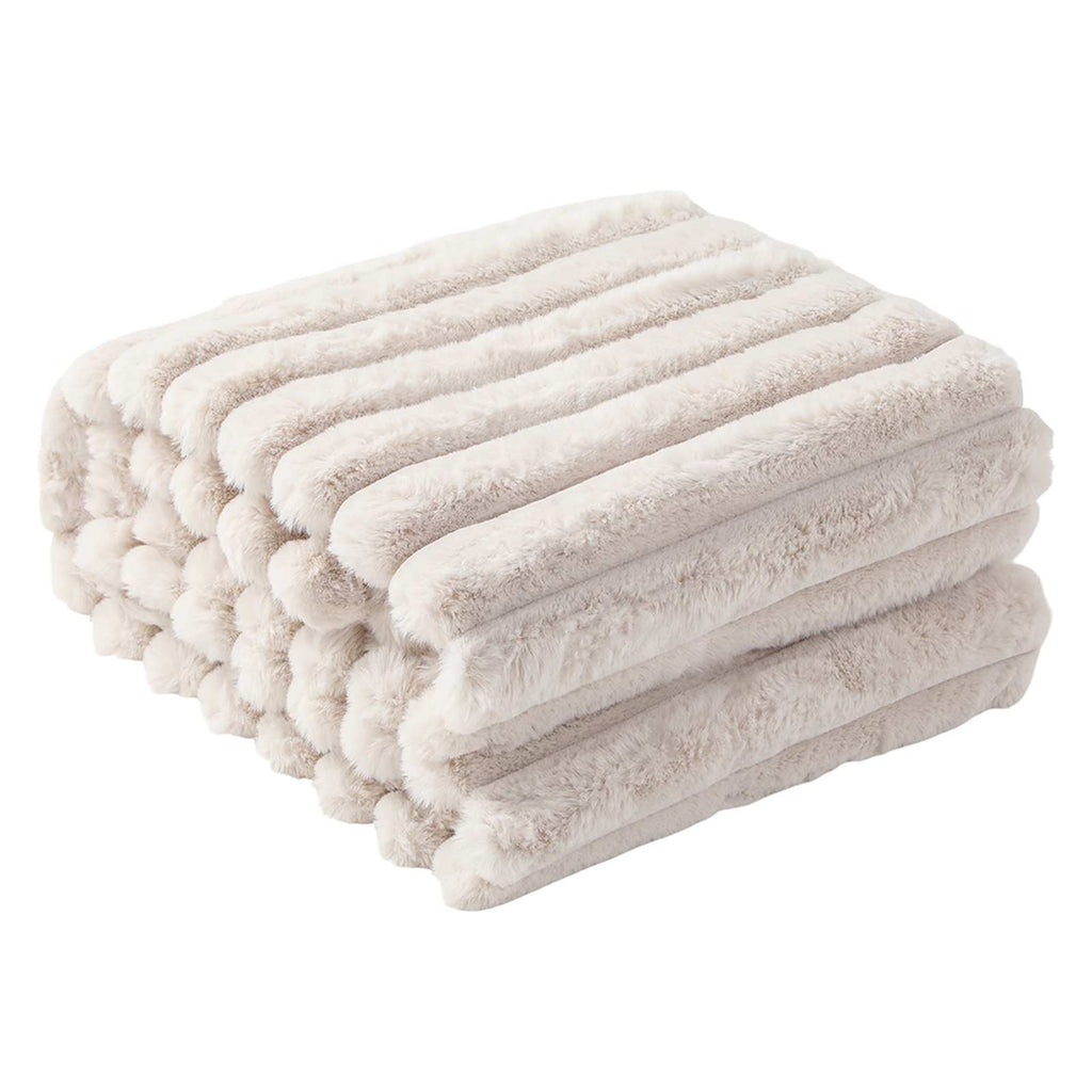 Neutral Channel Faux Fur Oversized Throw Blanket, 60x80