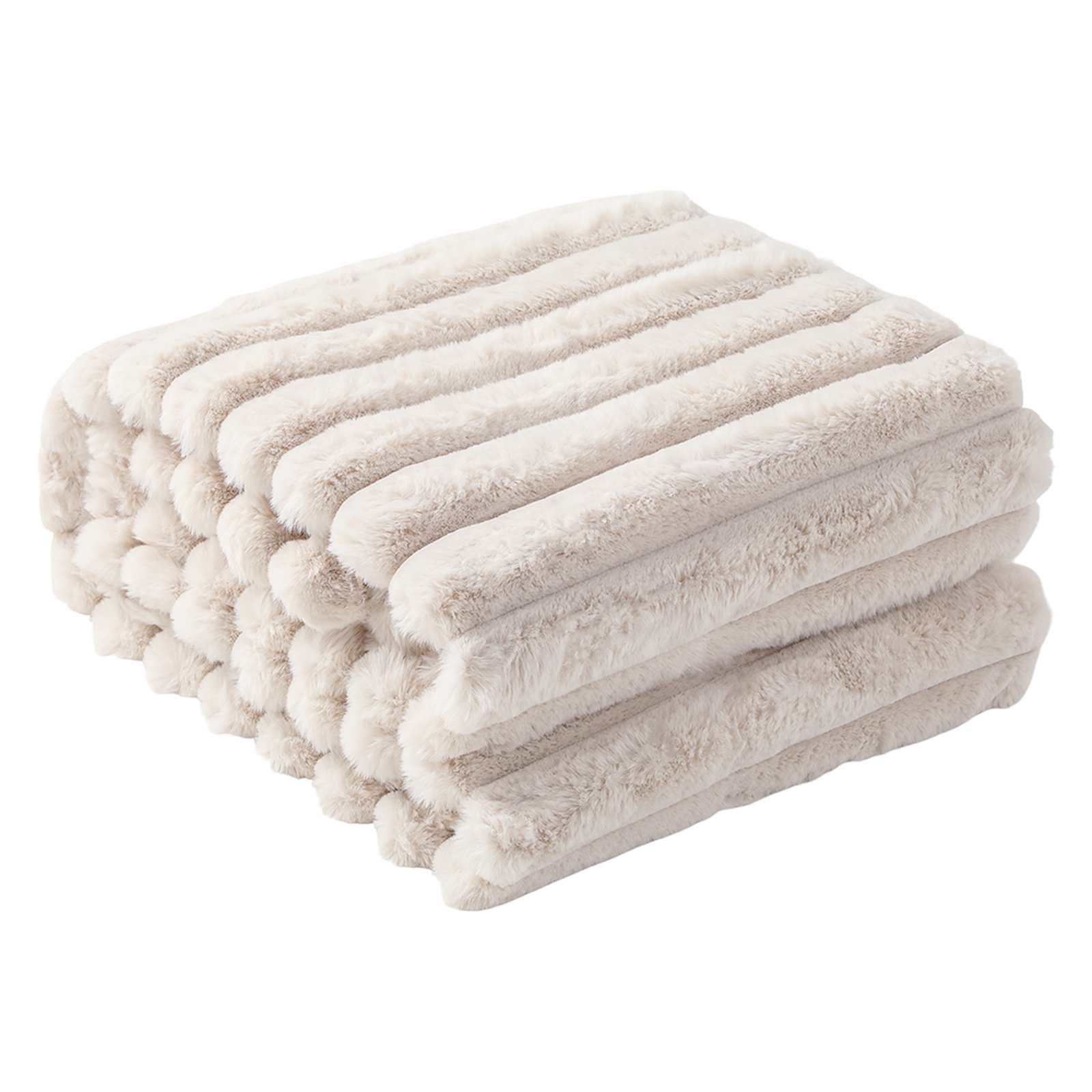 Neutral Channel Faux Fur Oversized Throw Blanket, 60x80