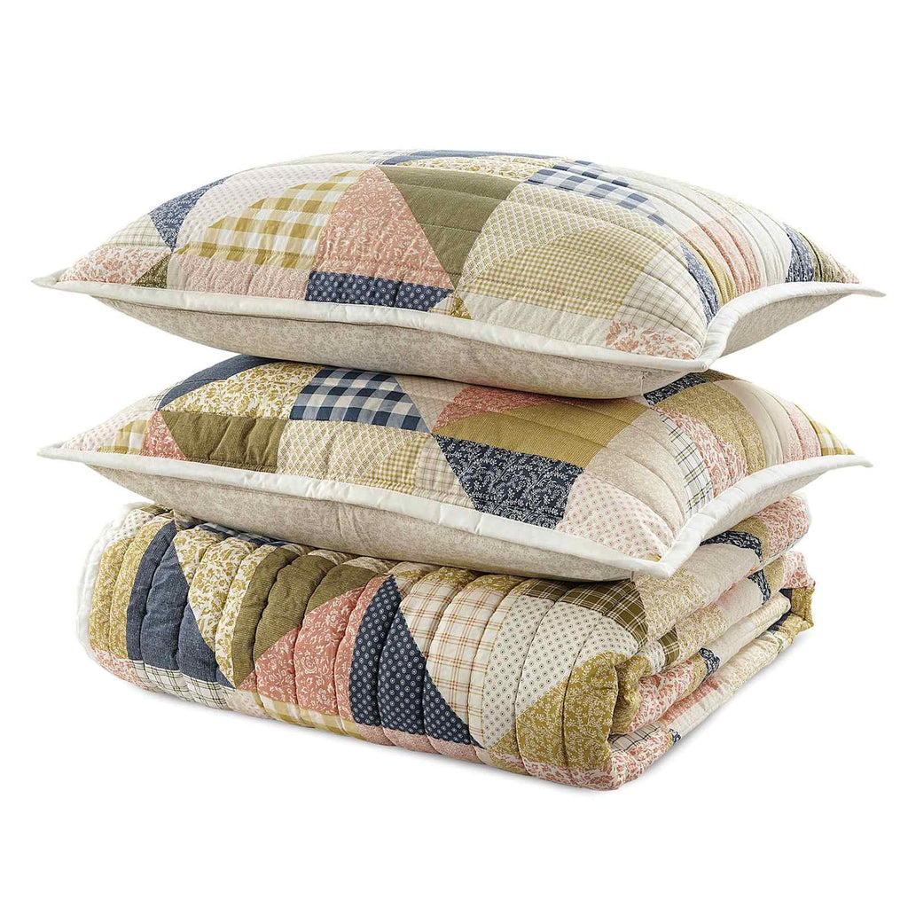 3-Piece Washed Patchwork Quilt Set, King