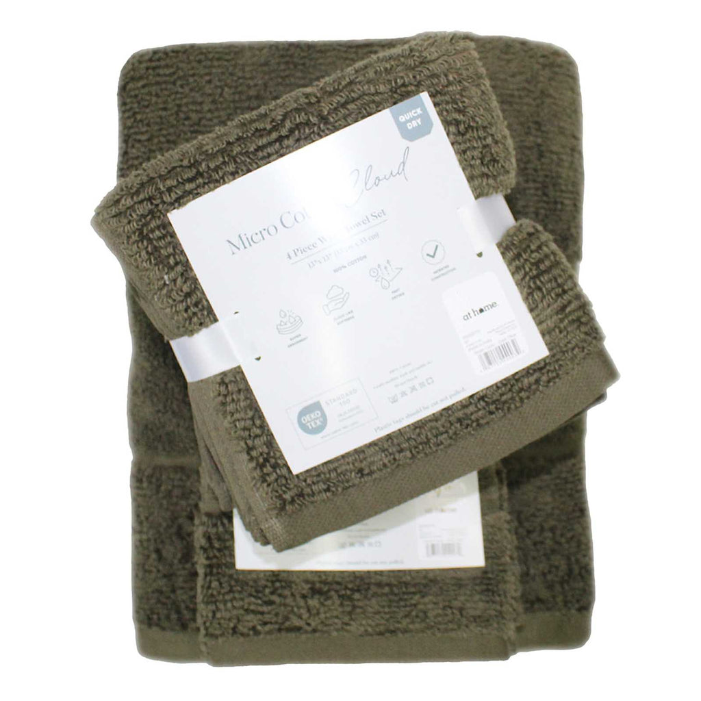 2-Pack Dark Olive Cloud Hand Towel Set, 16x28