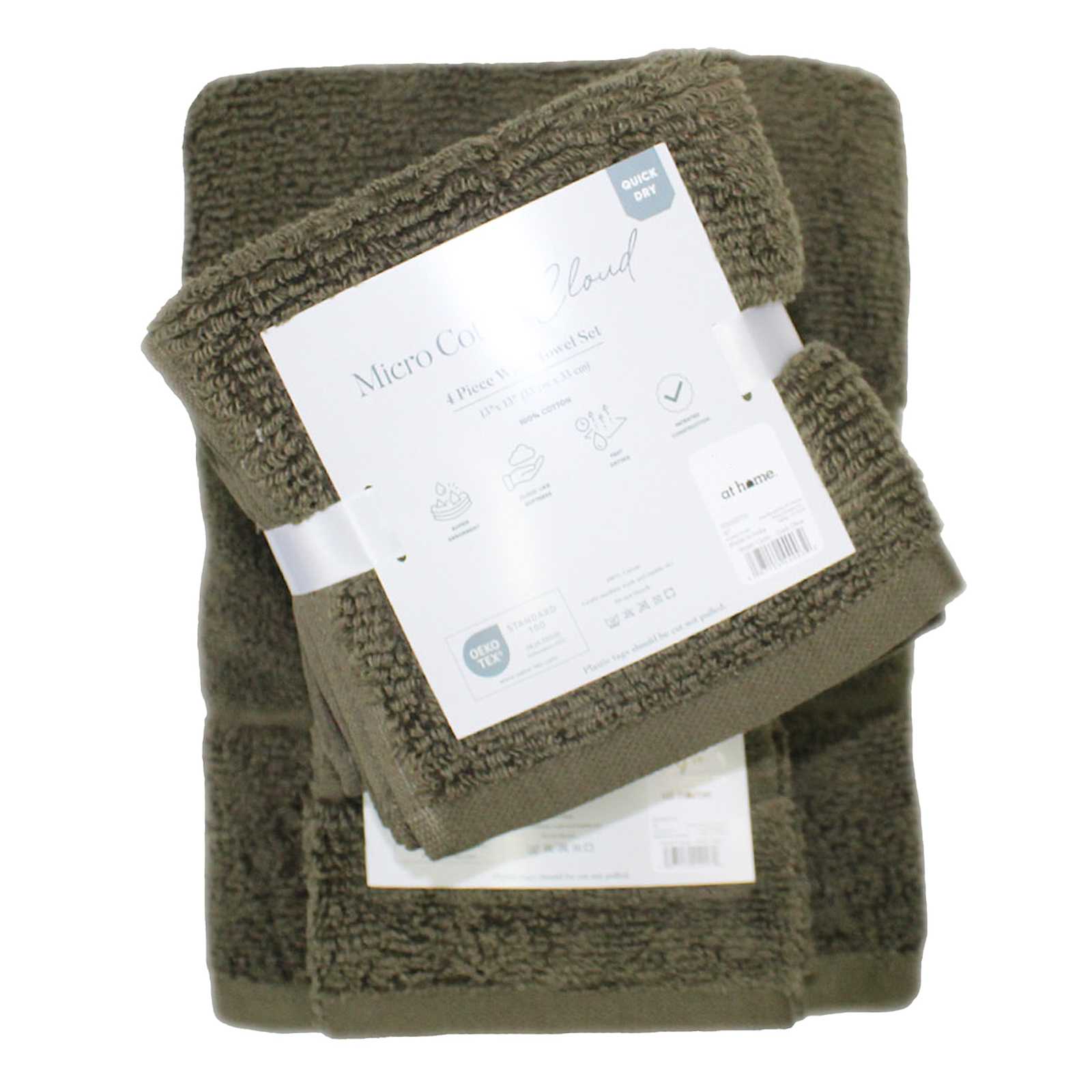 2-Pack Dark Olive Cloud Hand Towel Set, 16x28