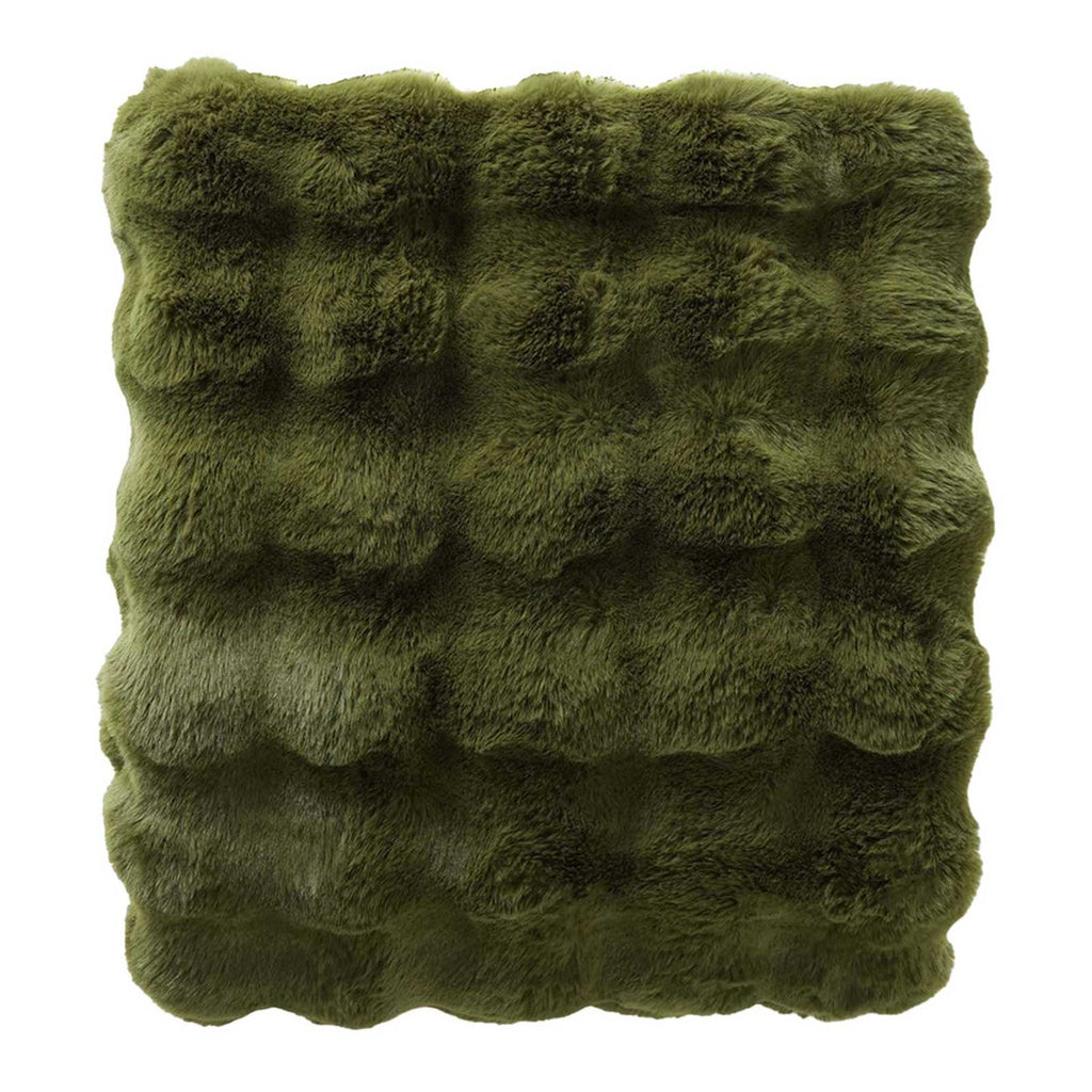 Olive Green Bubble Faux Fur Throw Blanket, 60x80