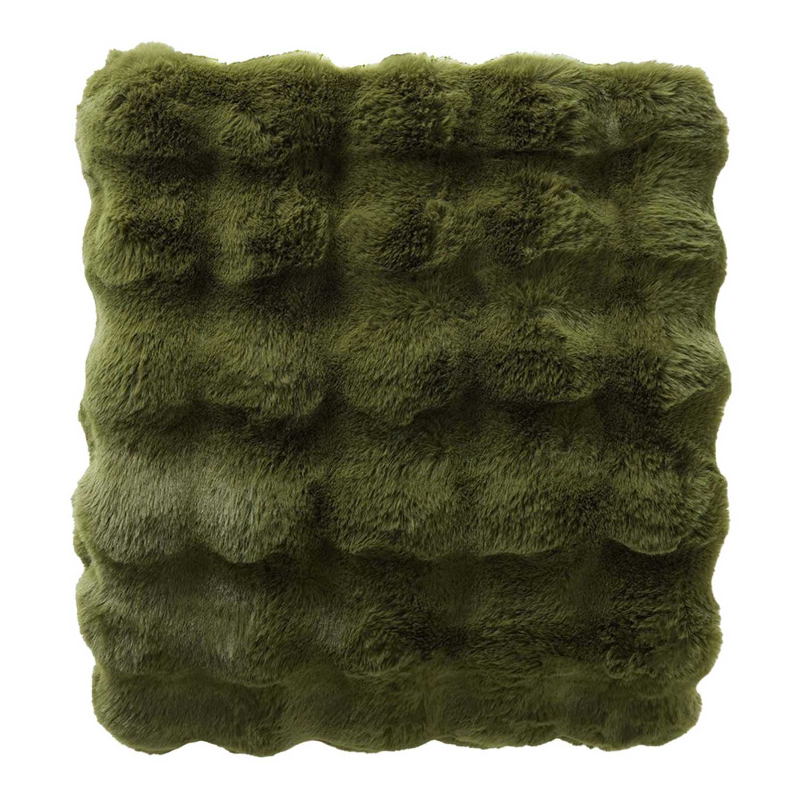 Olive Green Bubble Faux Fur Throw Blanket, 60x80