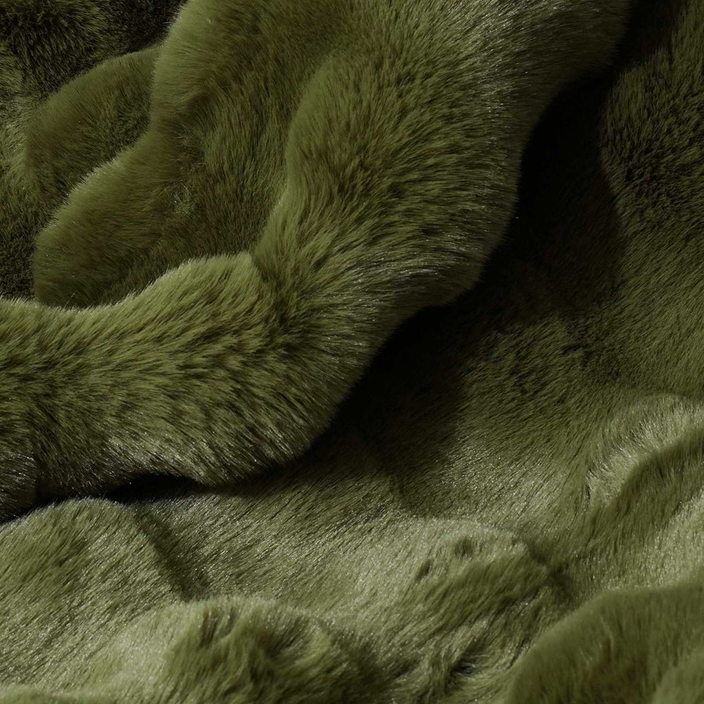 Olive Green Bubble Faux Fur Throw Blanket, 60x80