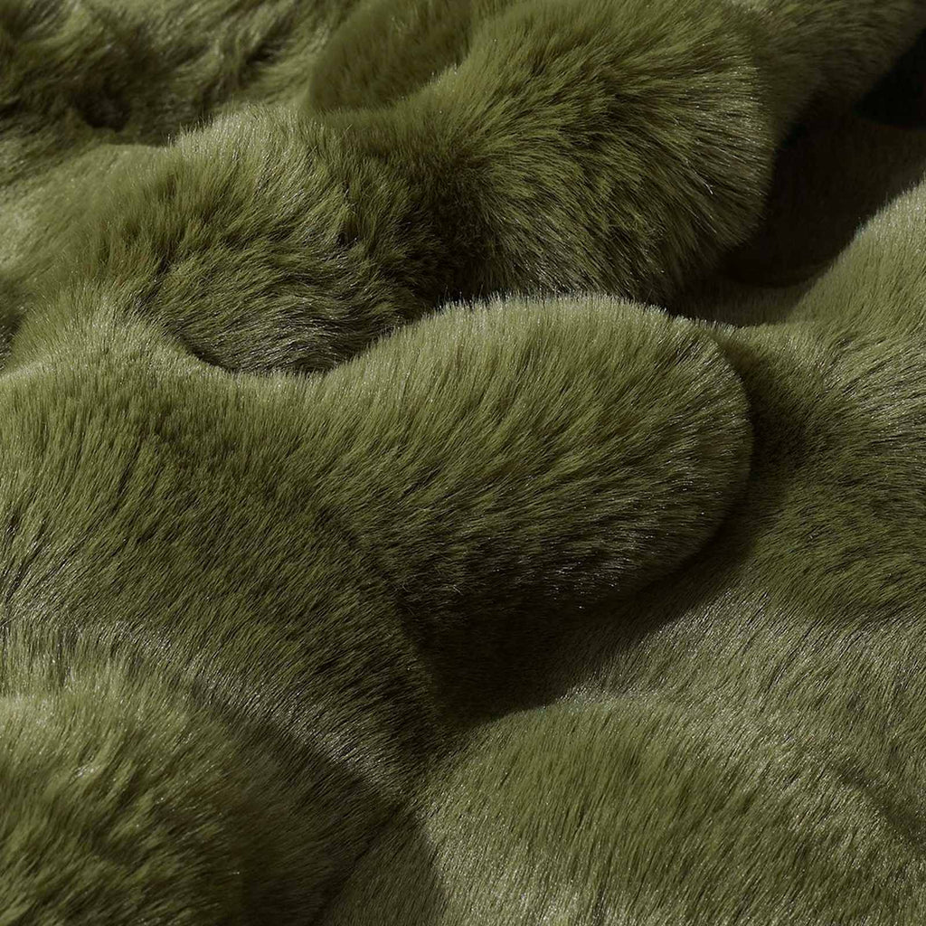 Olive Green Bubble Faux Fur Throw Blanket, 60x80