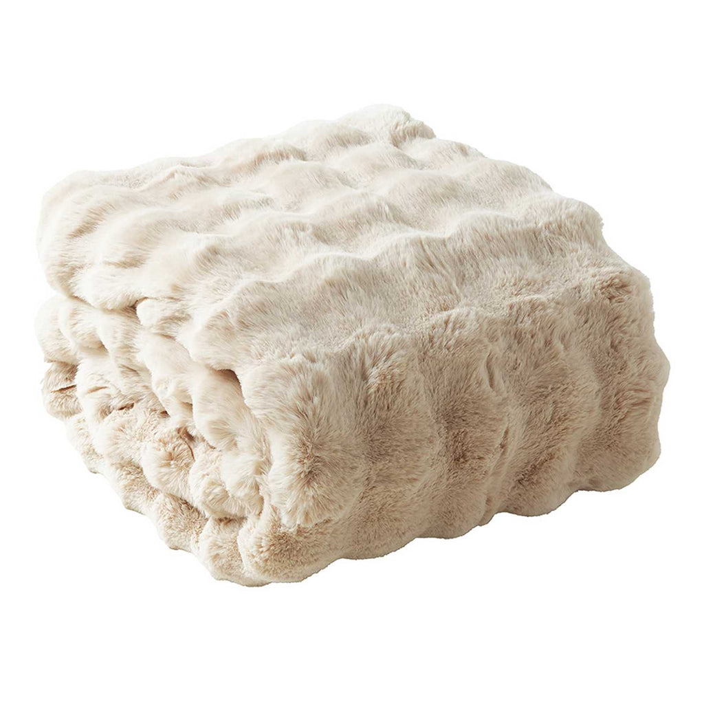 Neutral Bubble Faux Fur Throw Blanket, 60x80