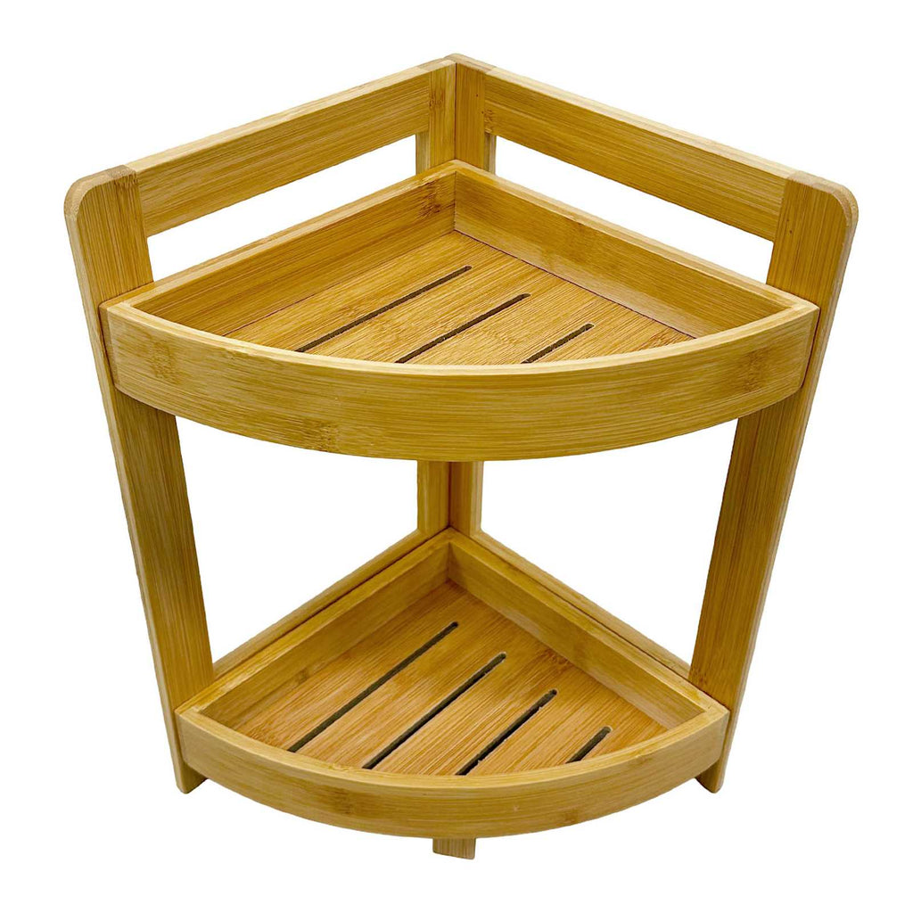 2-Tier Bamboo Corner Storage Shelf