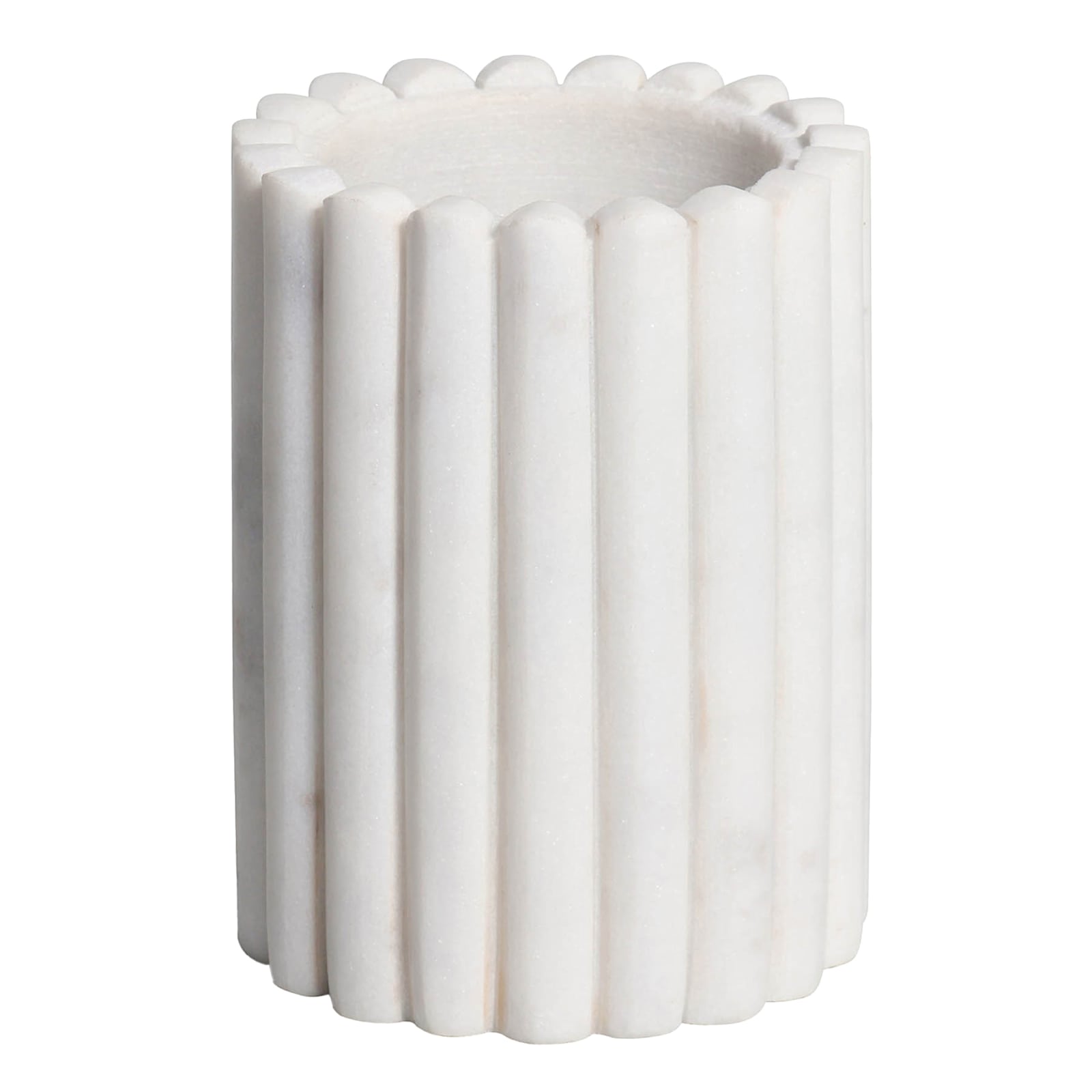 White Ribbed Marble Toothbrush Holder