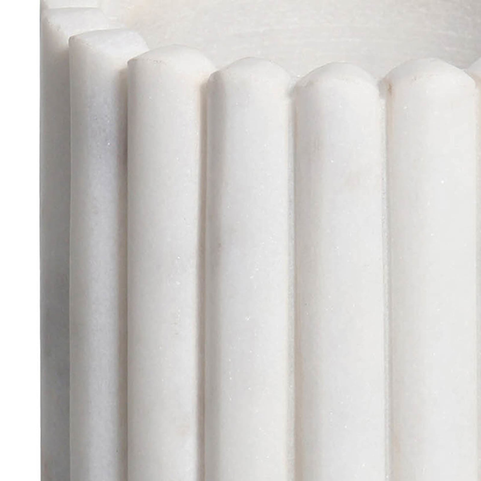 White Ribbed Marble Toothbrush Holder