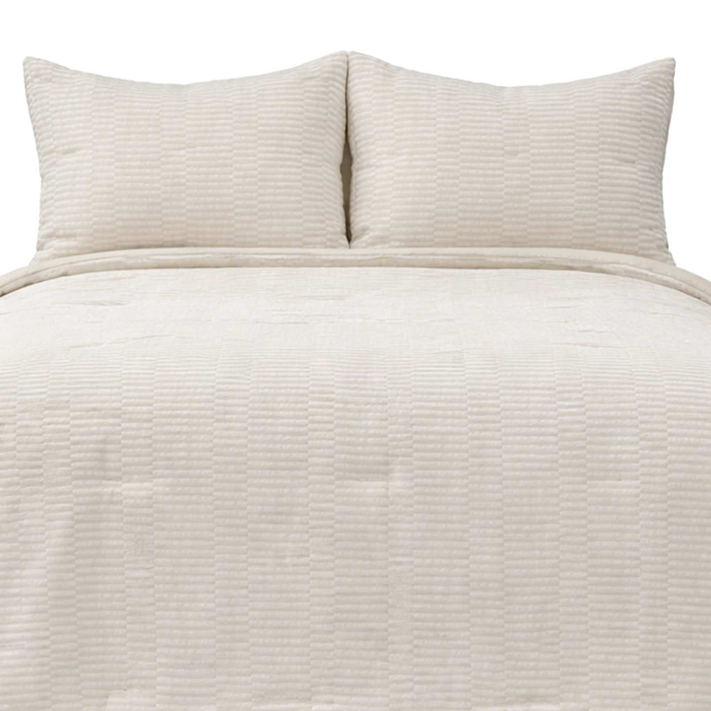 3-Piece Tan Textured Cotton Jacquard Comforter Set, King