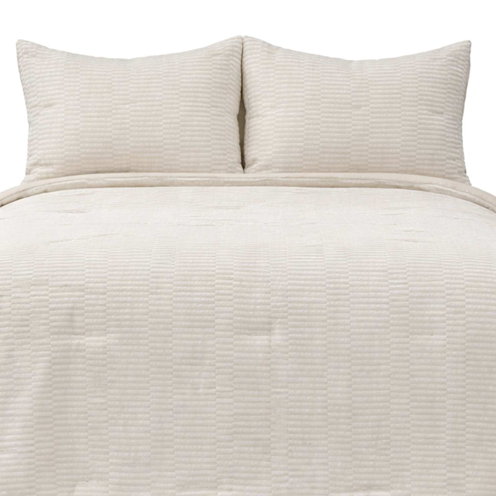 3-Piece Tan Textured Cotton Jacquard Comforter Set, King