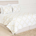 3-Piece Beige Printed Patchwork Voile Quilt Set, Full/Queen