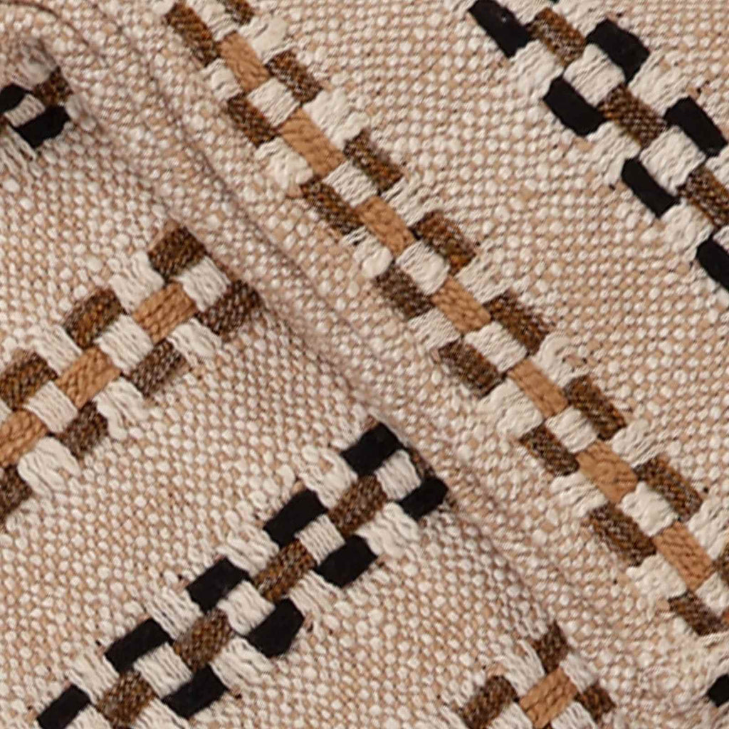 Neutral Textured Woven Throw Blanket with Fringe, 50x60
