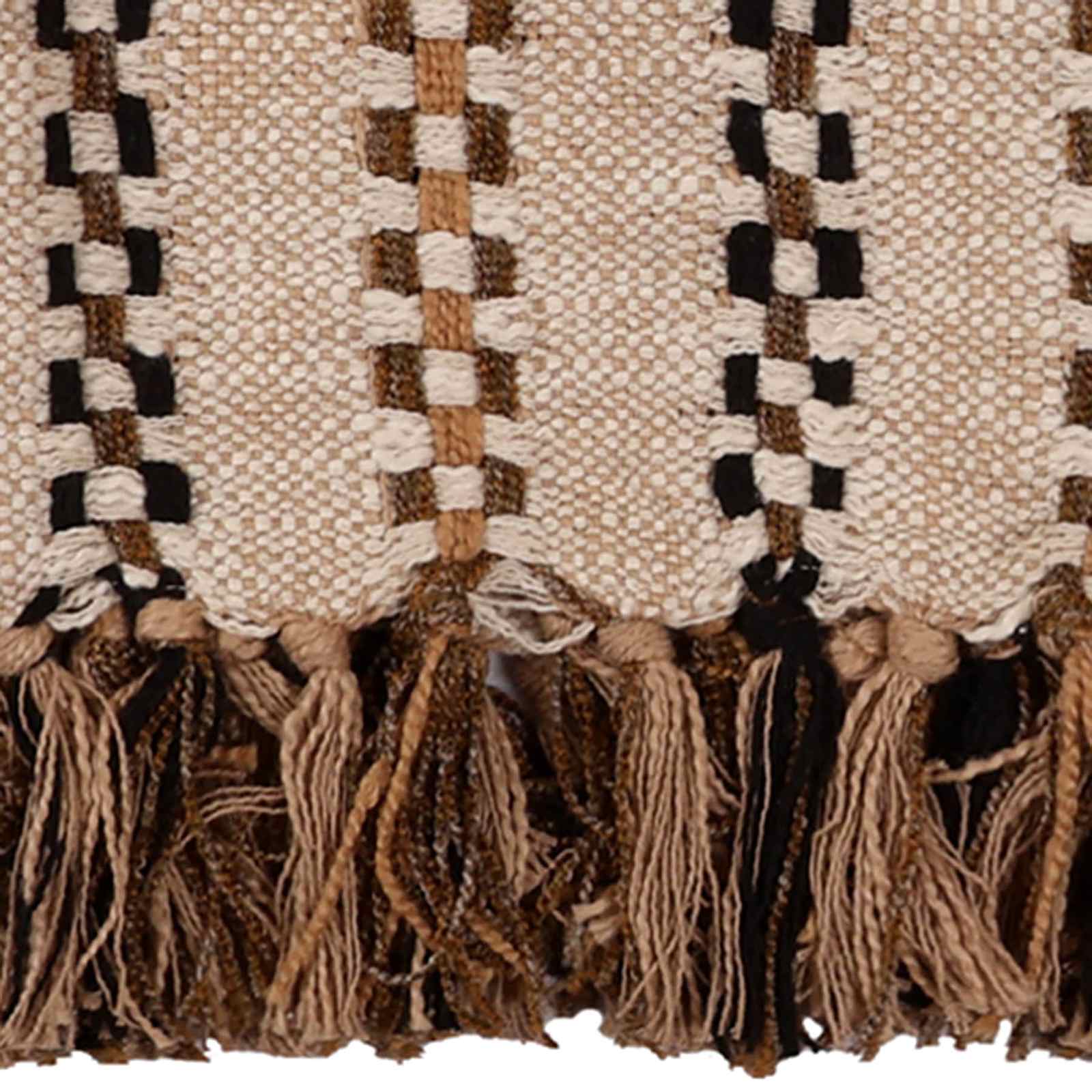 Neutral Textured Woven Throw Blanket with Fringe, 50x60